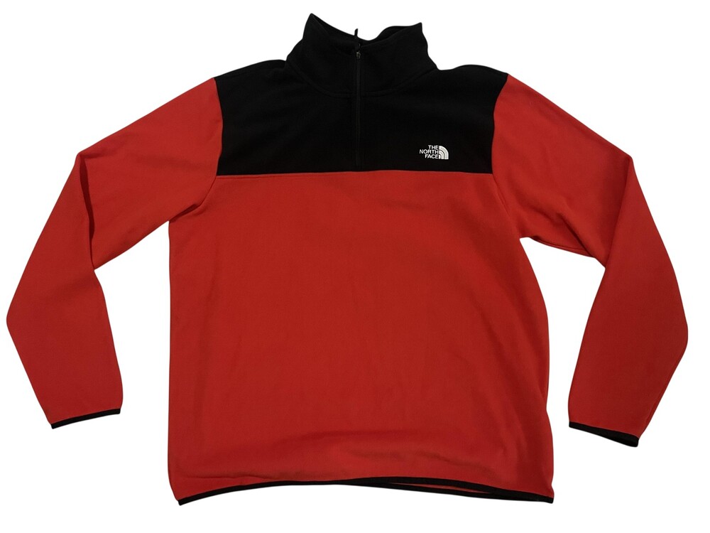 The North Face Sweatshirt Mens XL Red Black 1/4 Zip Fleece Pullover Mock Neck